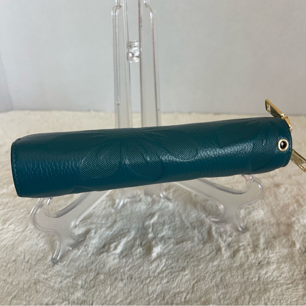 Teal Floral Embossed Women's Wallet - Picture 7 of 11